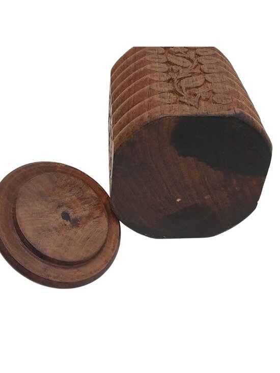 Round Birch Treenware Tobacco Jar, English, Early 19th  Wooden Tobacco Jar with Lid Vintage Rustic Storage Container